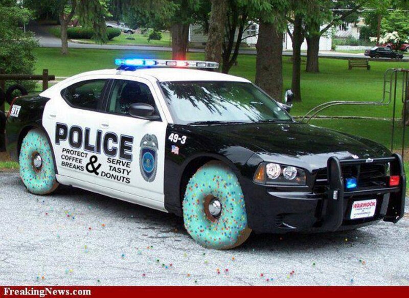 Police Car with Donut Wheels