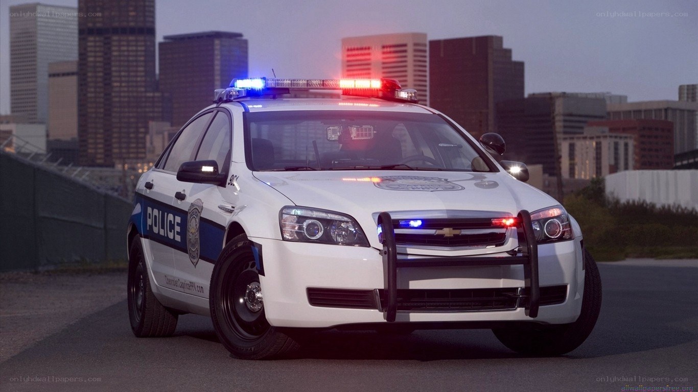Police car with flashing lights