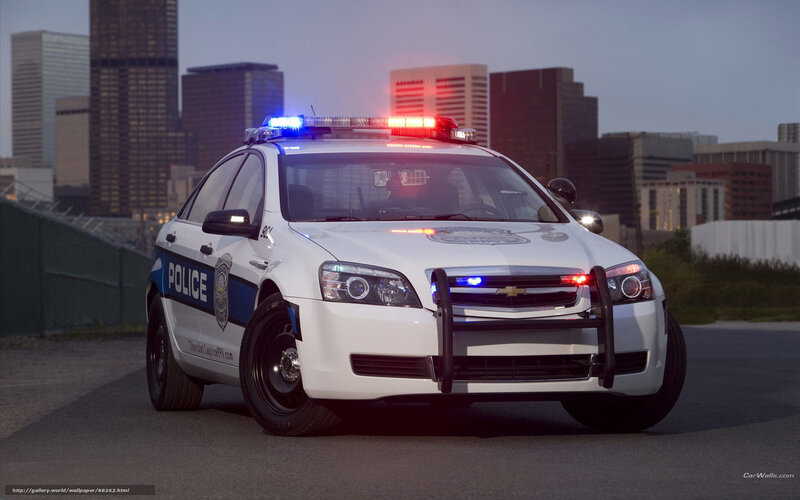 Police car with flashing lights