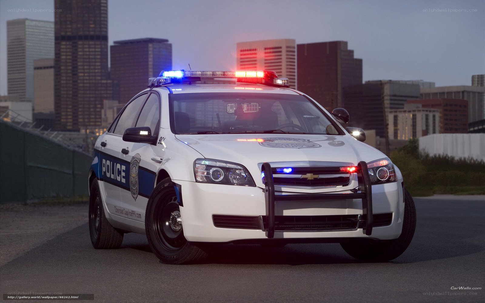 Police car with flashing lights