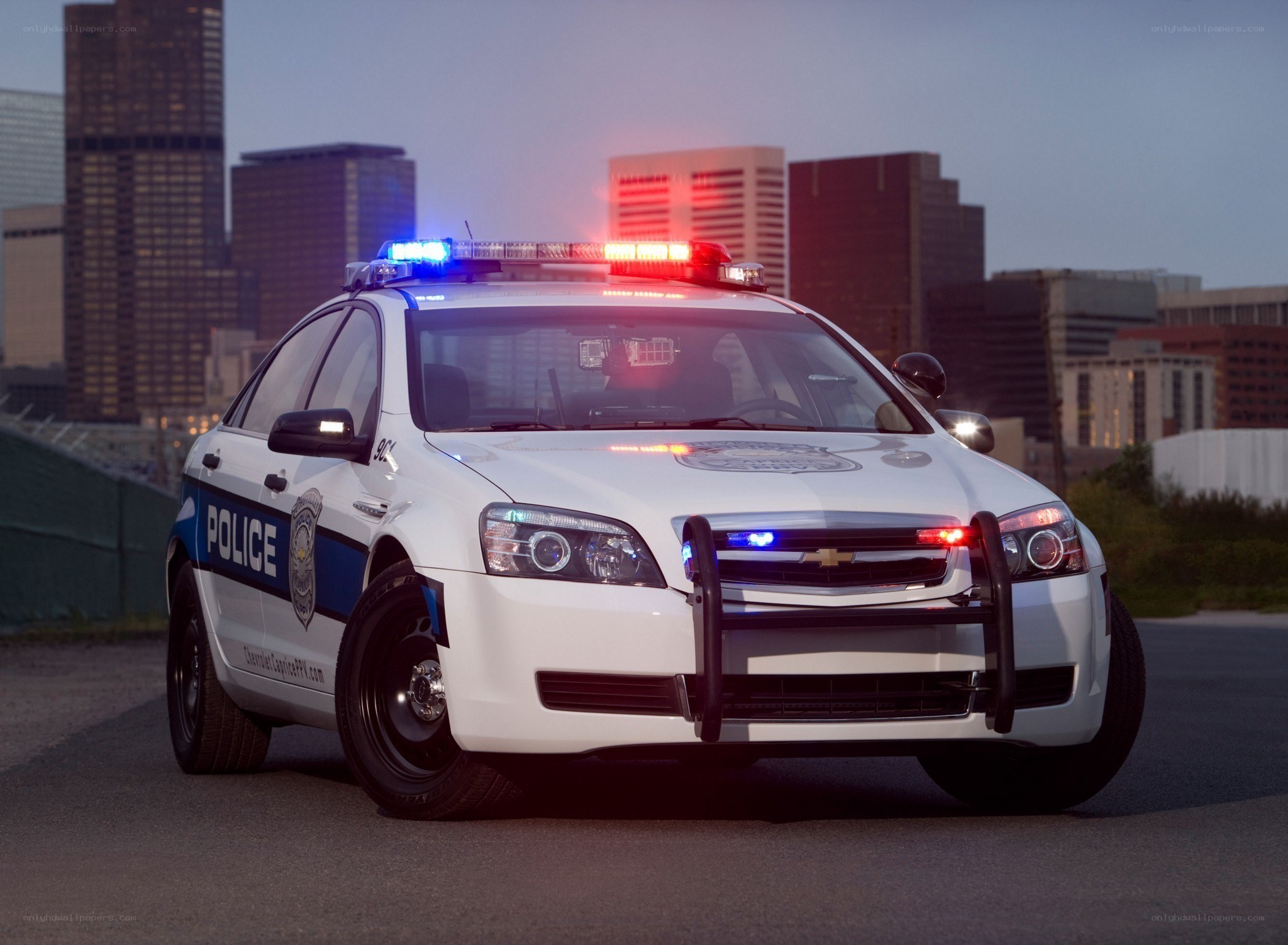 Police car with lights on