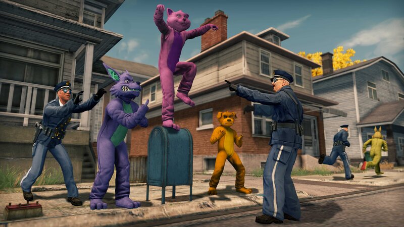 police chase in animal suits