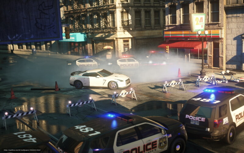 Police chase in city street