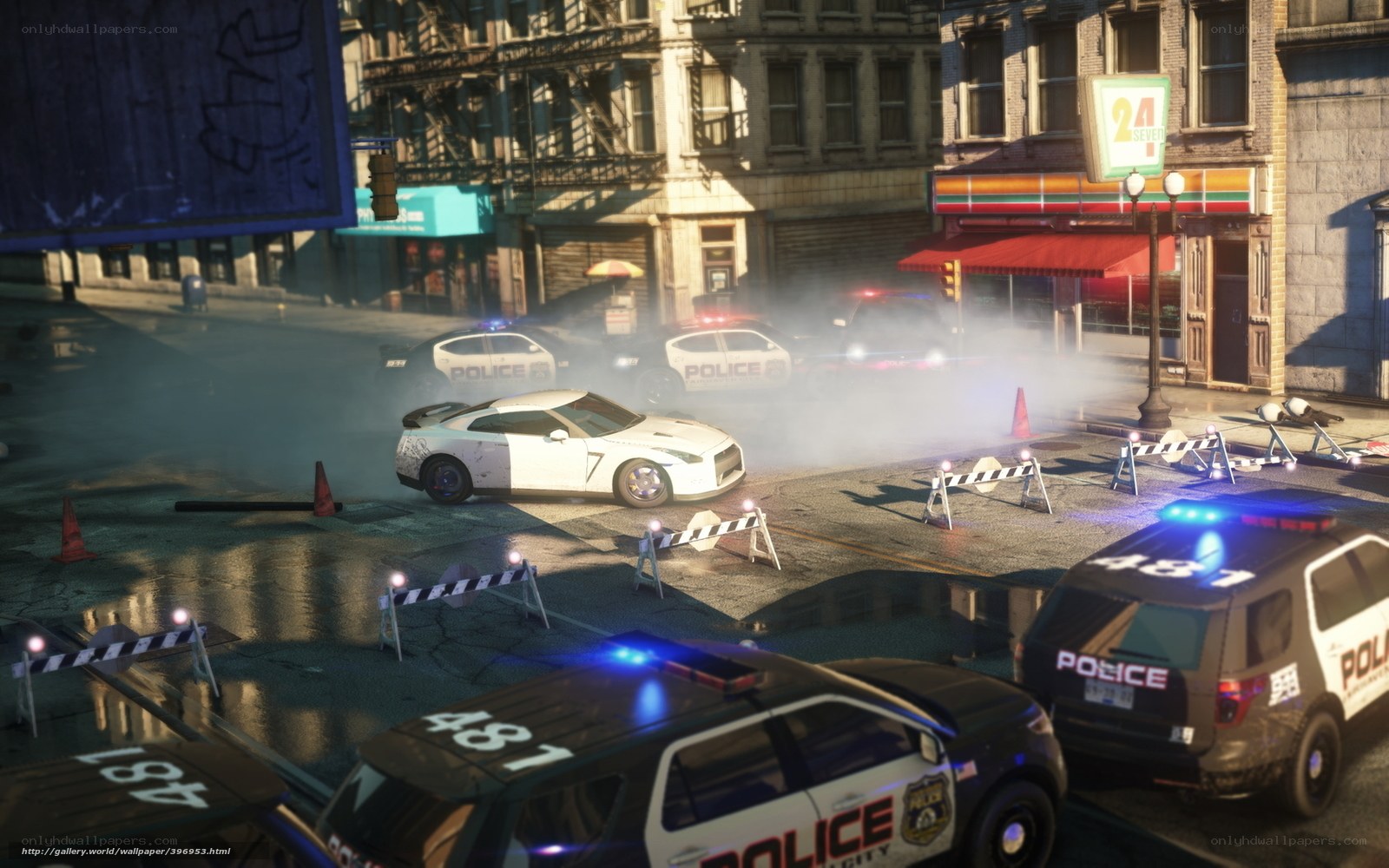 Police chase in city street