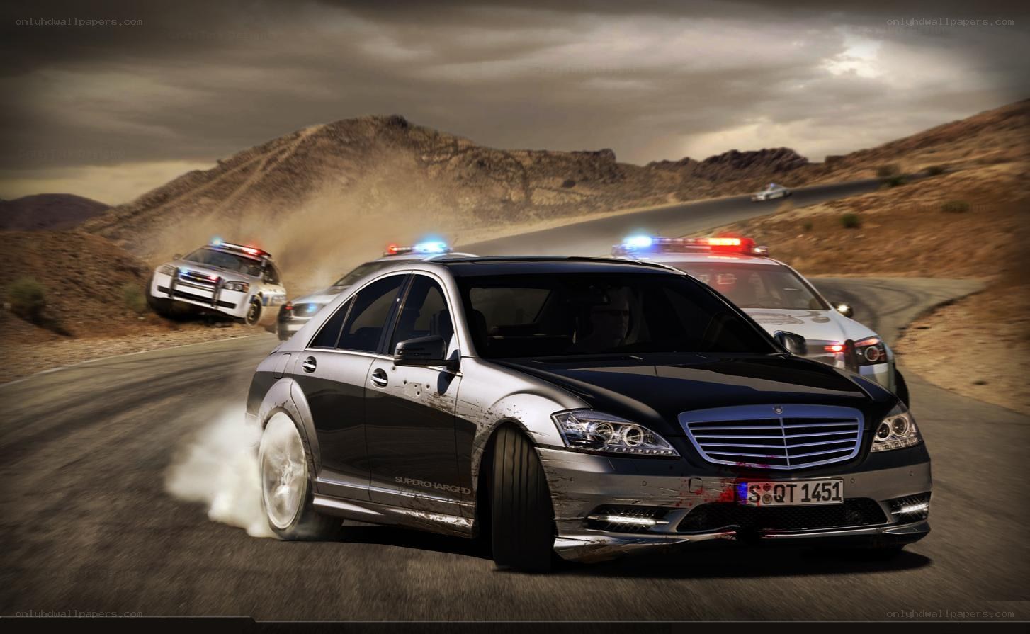Police chase in desert