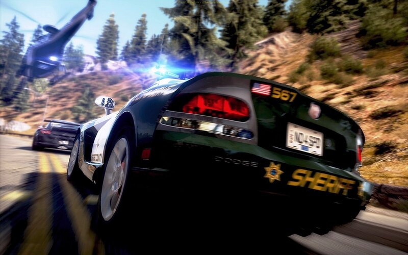 police chase in forest