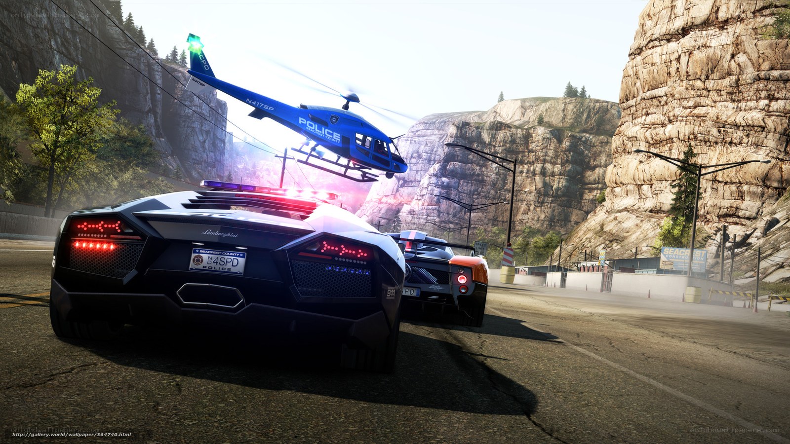 Police chase in mountain canyon