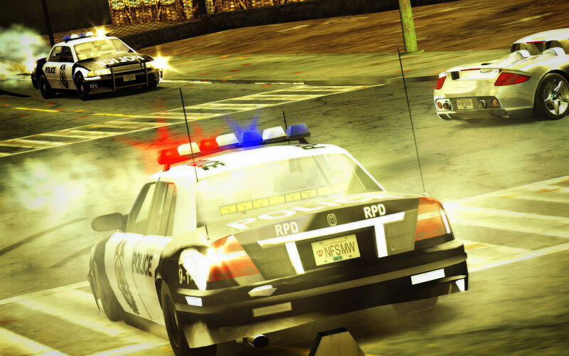 police chase in racing game