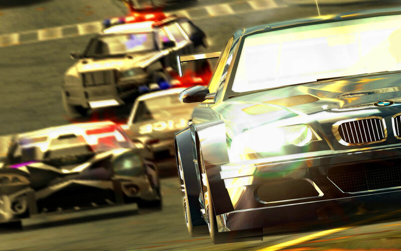 Police chase in racing game