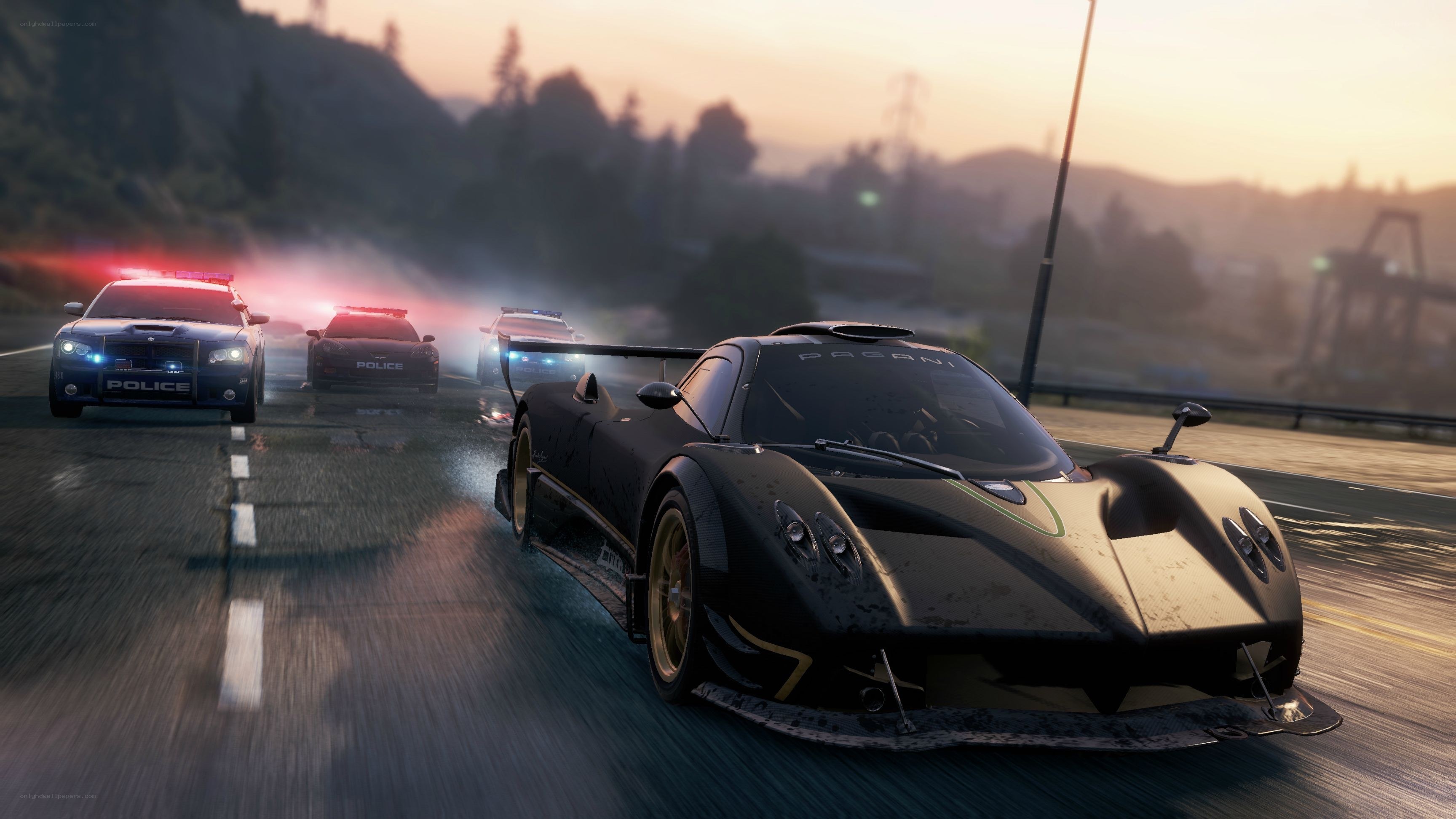 Police chase in racing game
