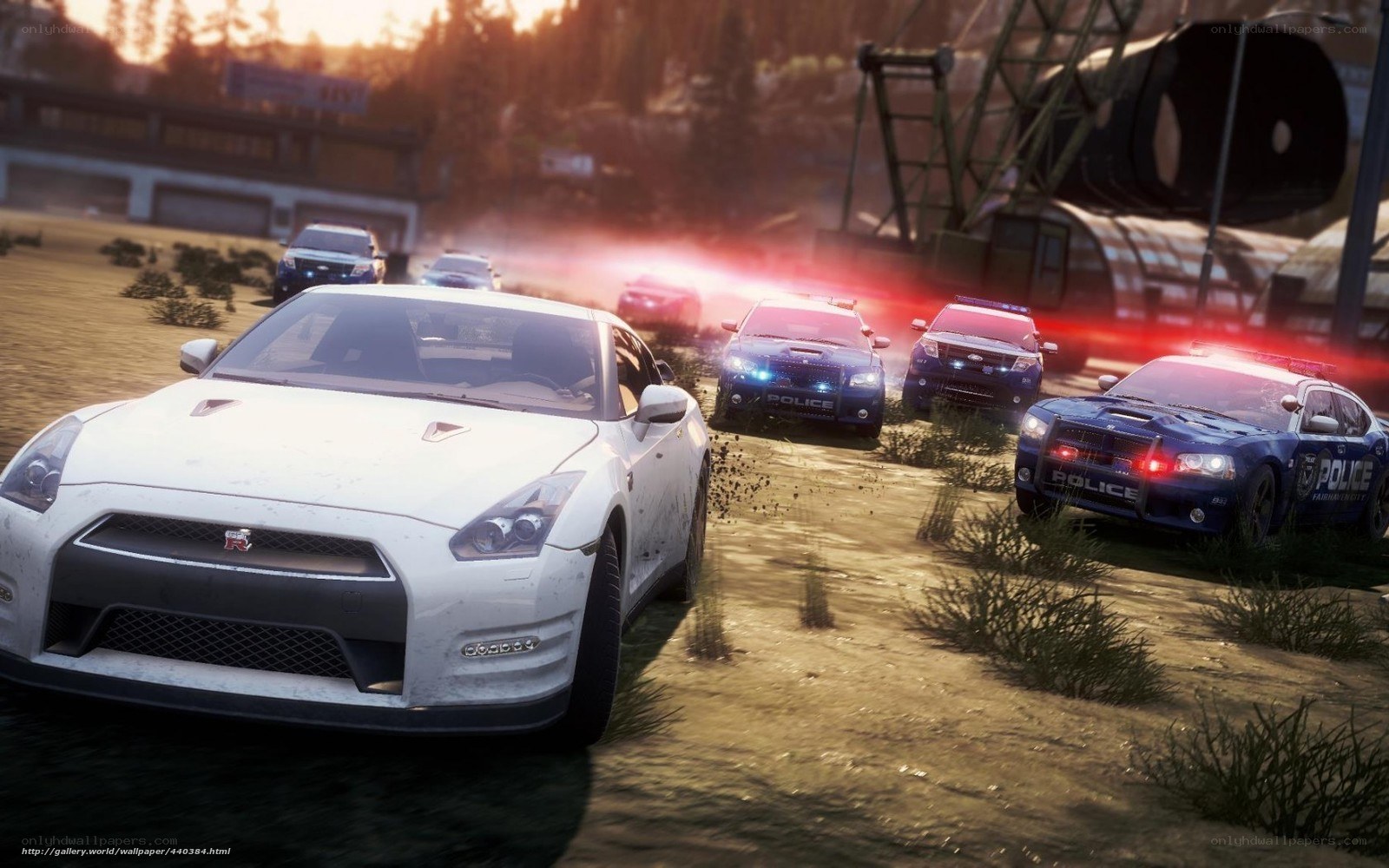 police chase in racing game