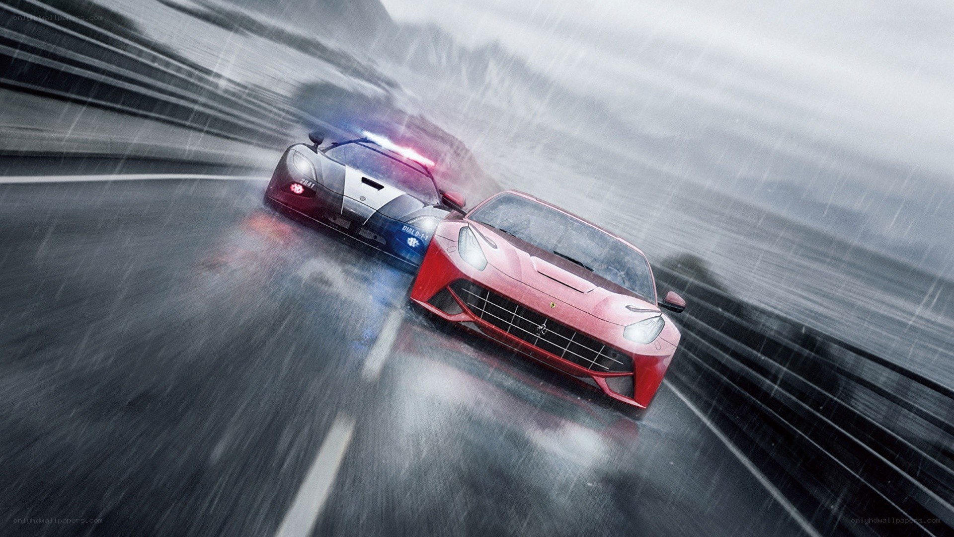 Police chase in rain