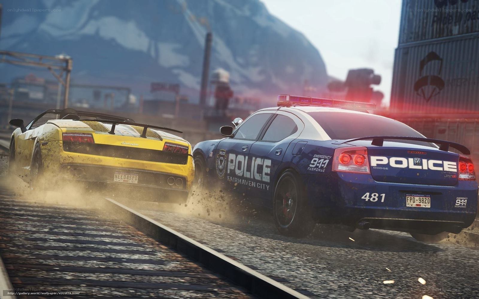 Police chase on train tracks