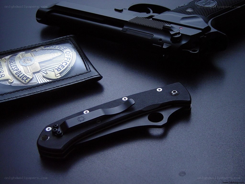 Police gear on dark surface