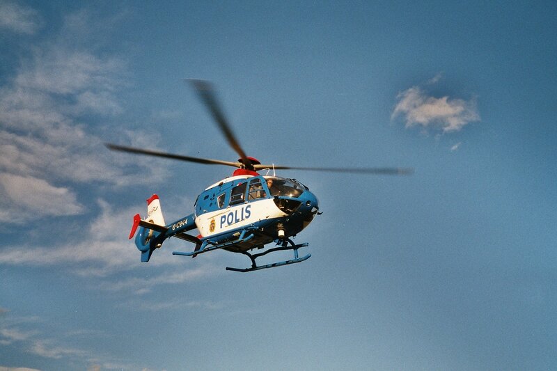 Police helicopter in flight