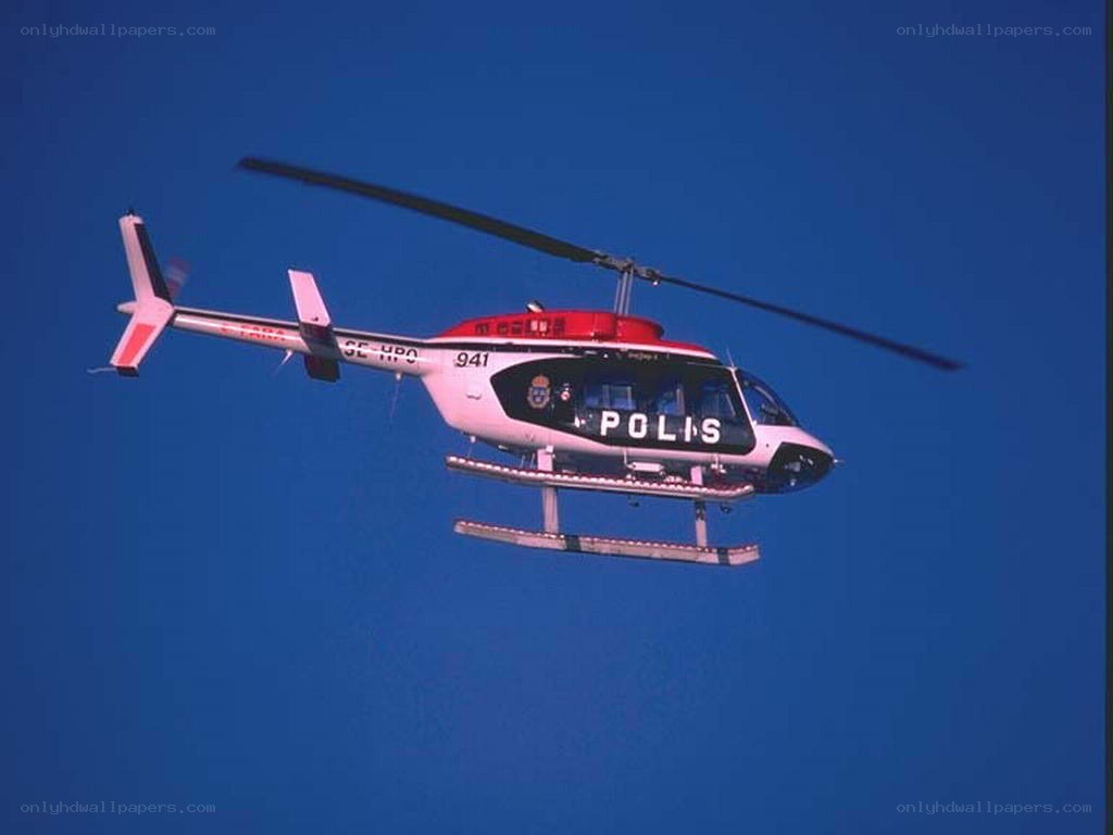 Police helicopter in flight