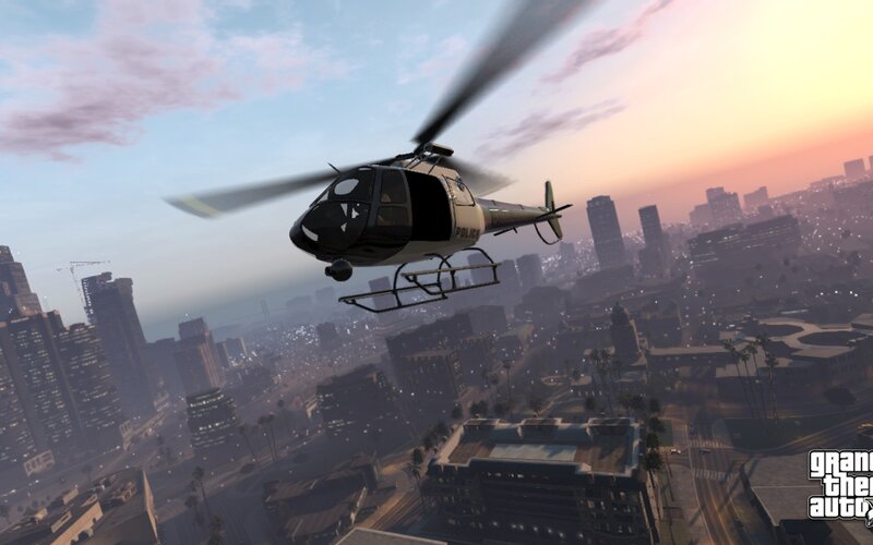 Police helicopter over city