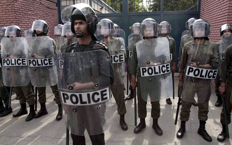 Police in riot gear