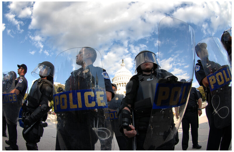 Police in riot gear at Capitol