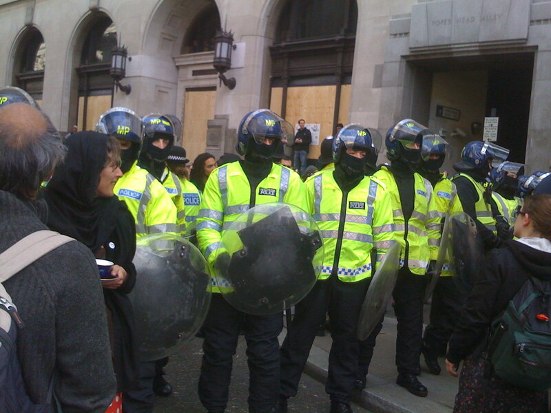 Police in riot gear at protest