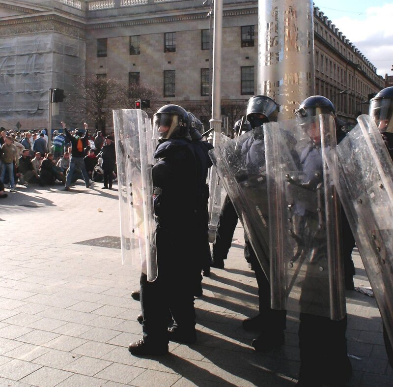 Police in riot gear at protest