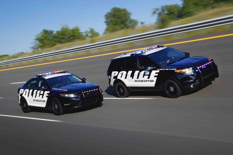 Police interceptors on the road
