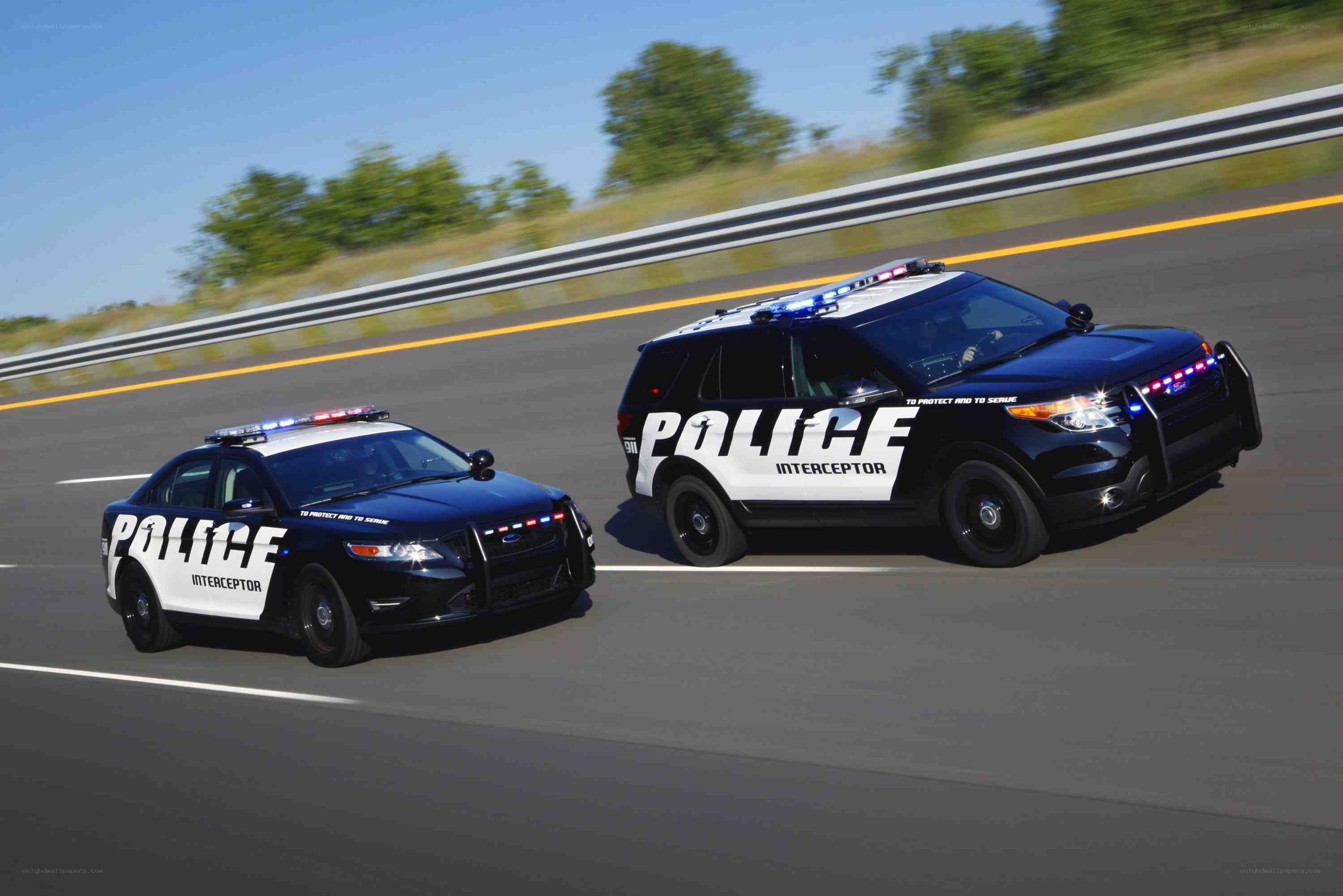Police interceptors on the road