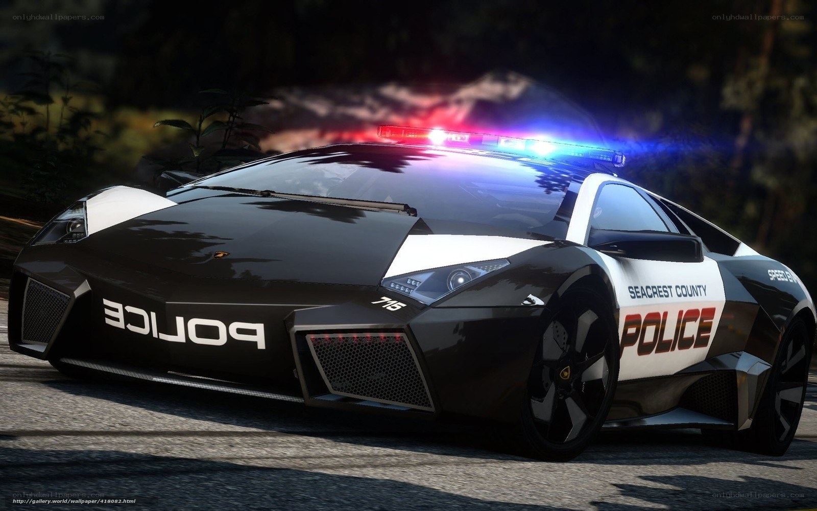 police lamborghini at night