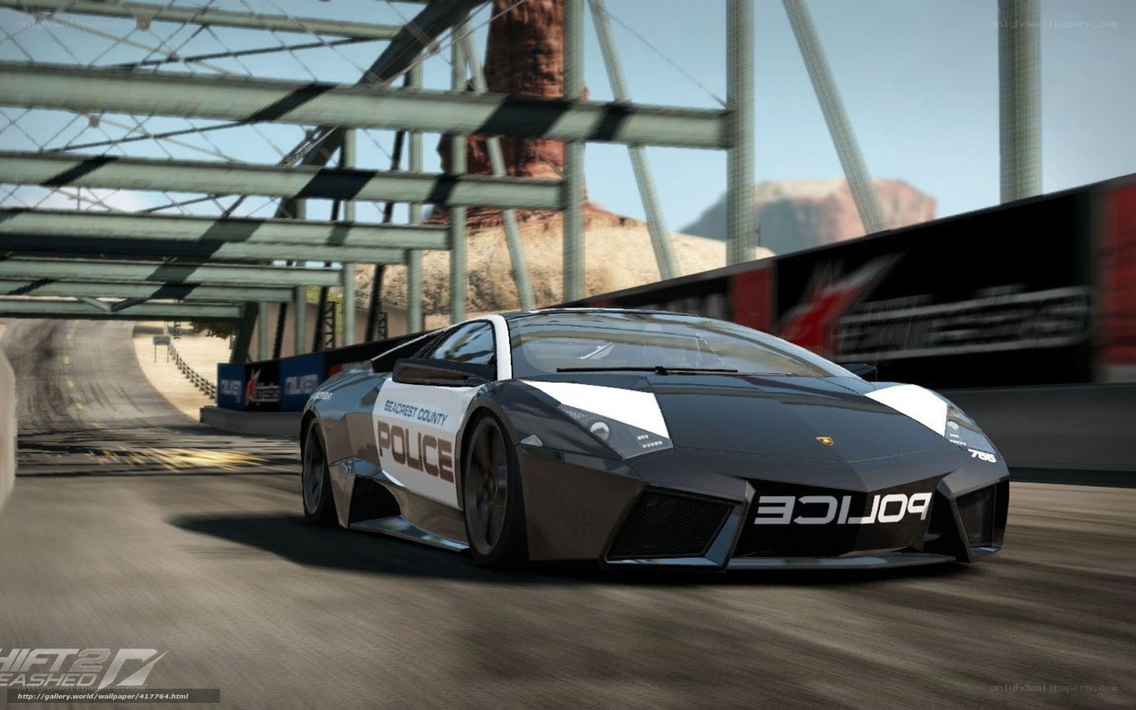 police lamborghini on a bridge