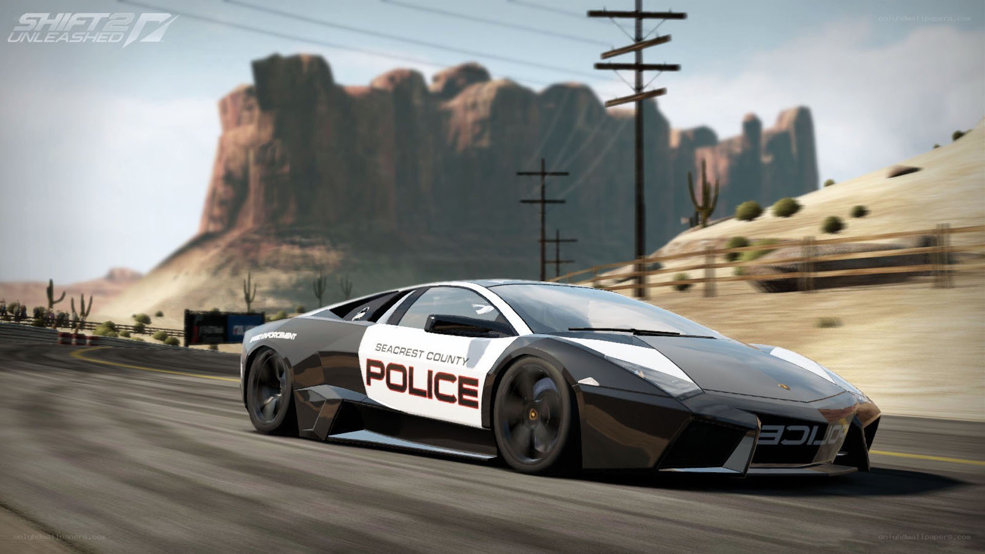 Police Lamborghini on desert track