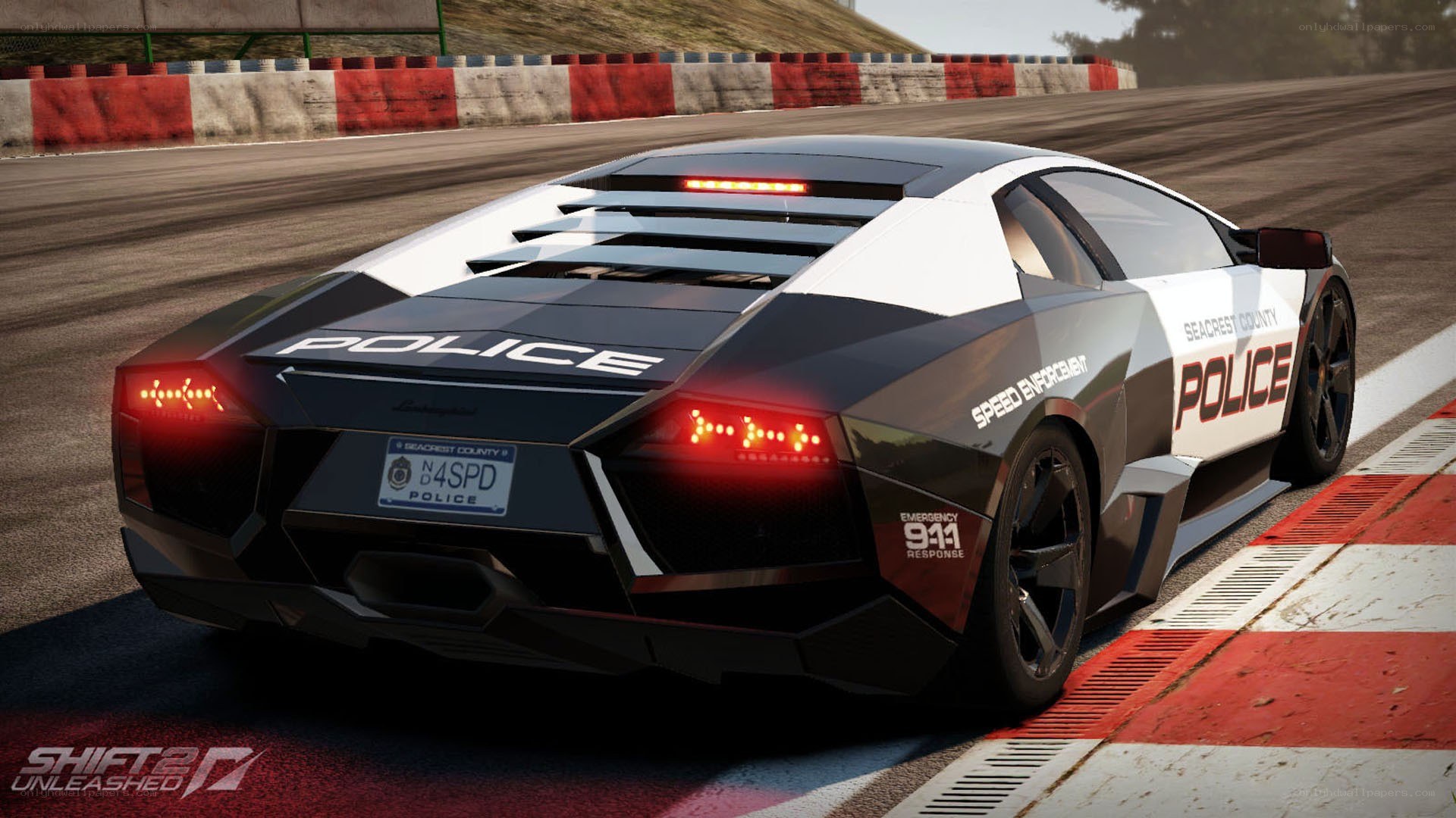 Police Lamborghini on racetrack