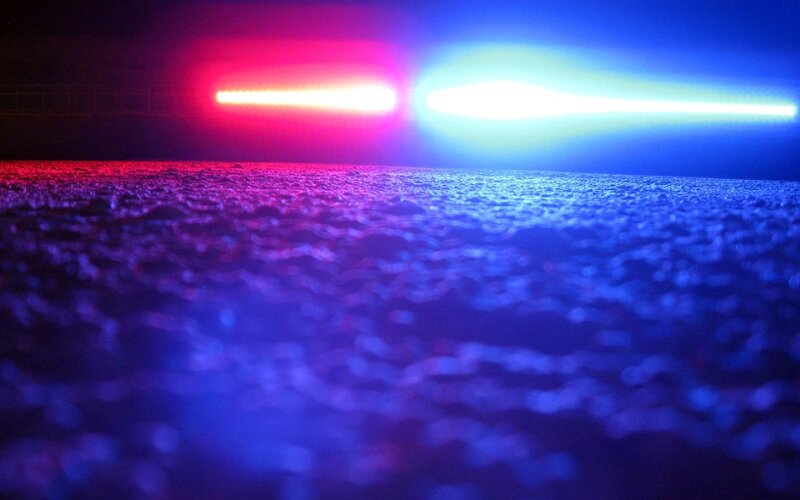 Police lights on pavement