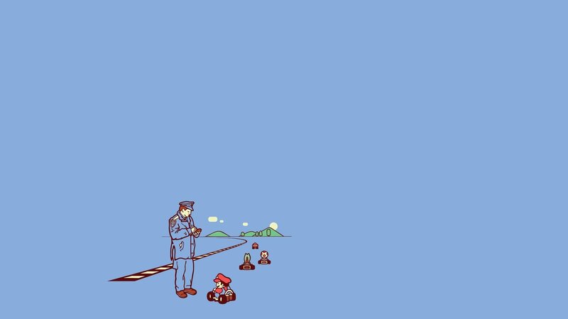 Police Officer and Karts — Blue