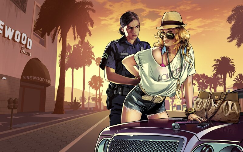 Police officer arresting a woman