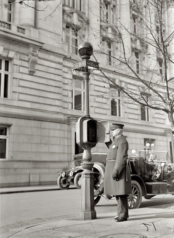 Police officer at street corner