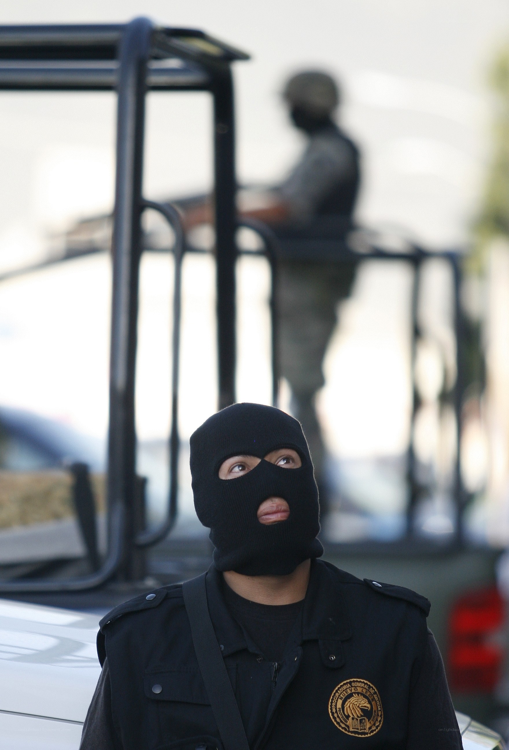 Police officer in balaclava