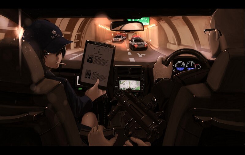Police Officer in Car