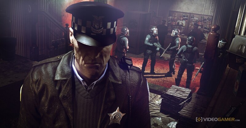 Police Officer in Hallway — Brown, Dramatic, Night