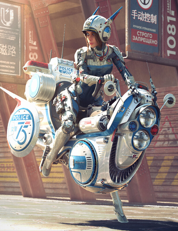 Police Officer on Hoverbike