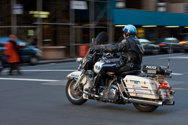 Police Officer on Motorcycle — White