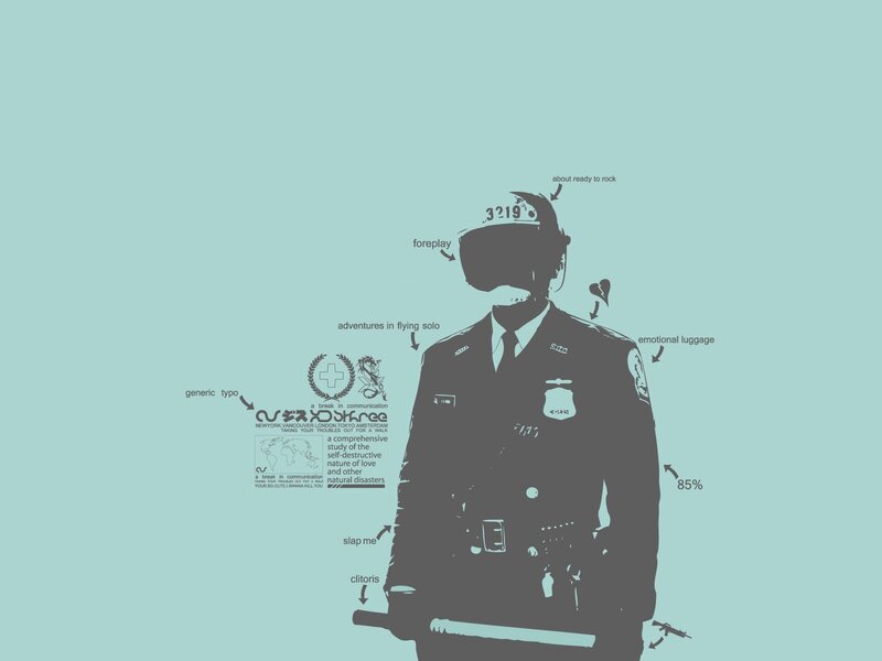 Police officer silhouette with text
