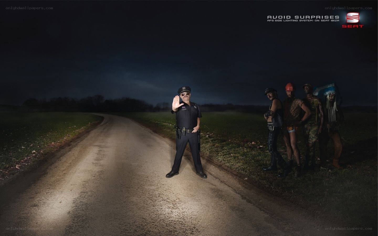 Police officer stops group at night