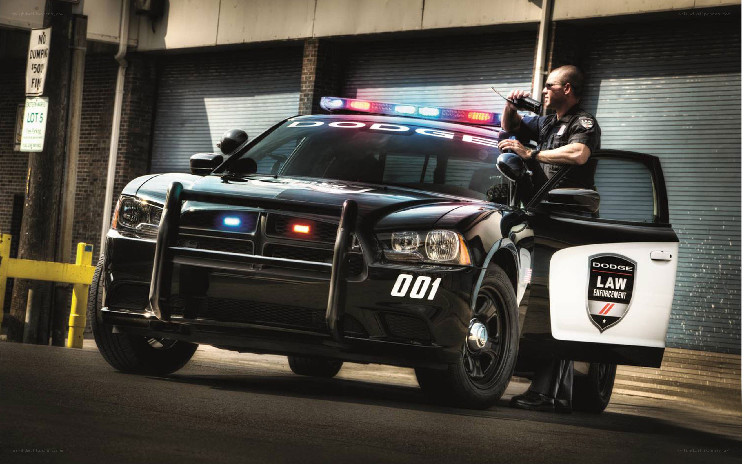 Police officer with Dodge car