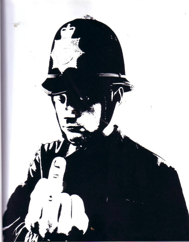 Police officer with middle finger