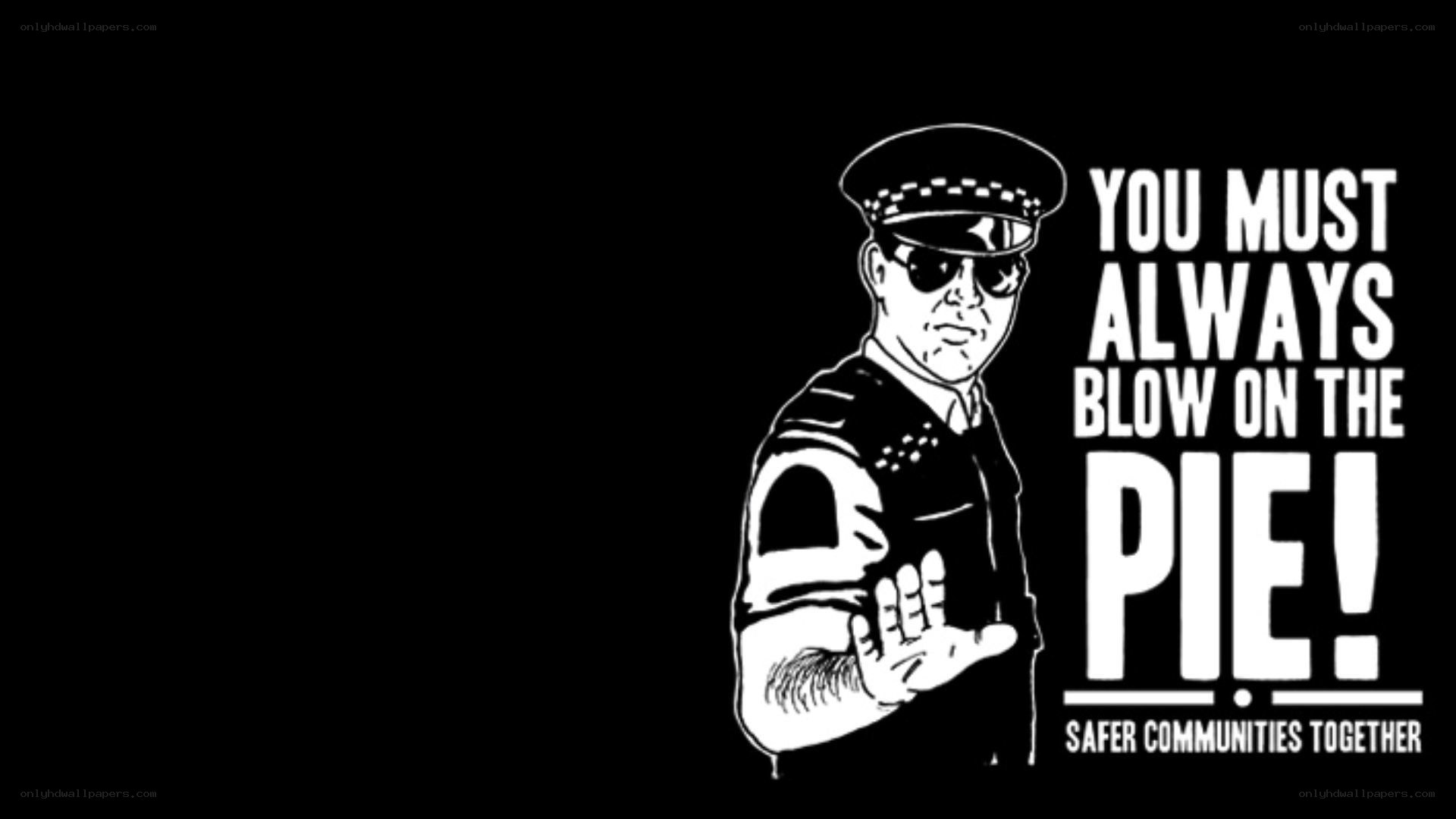 police officer with pie warning