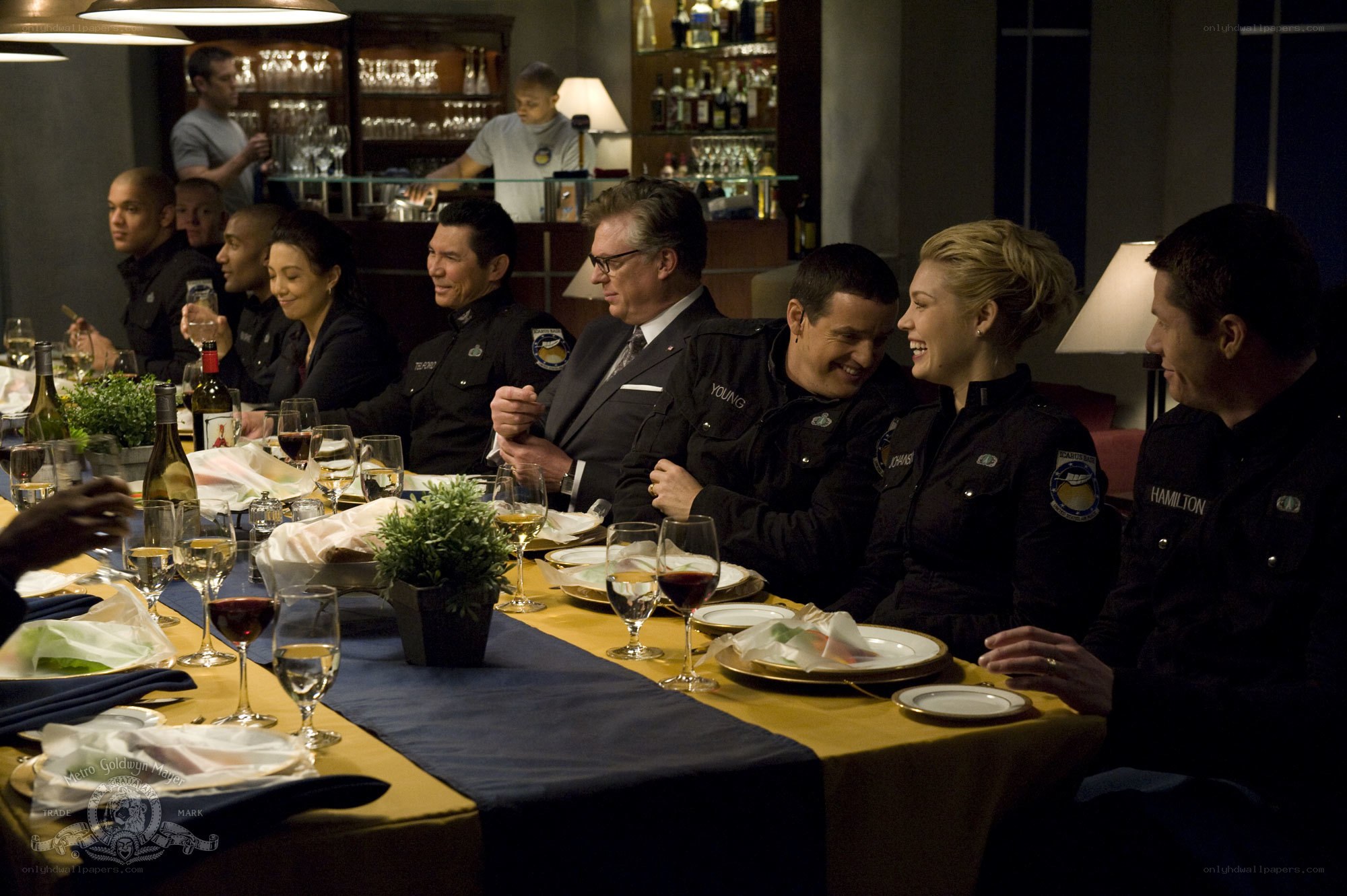 Police officers at a dinner table