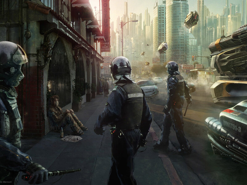 Police Officers on Street — Gray