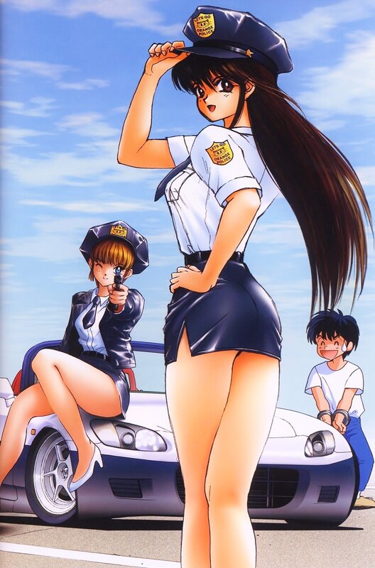 Police officers with a car