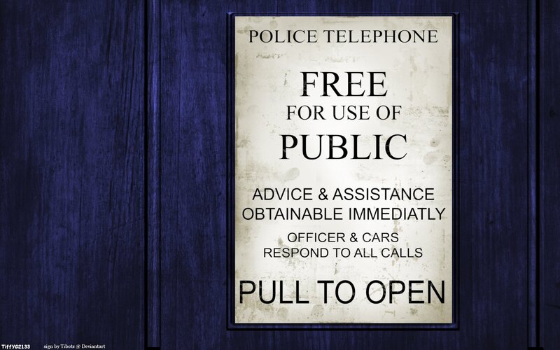 Police Telephone Sign — Blue