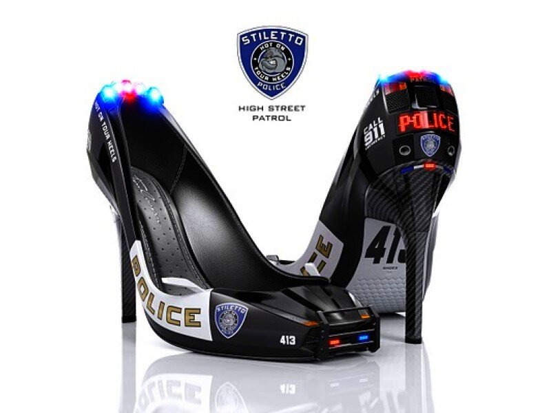 police-themed high heels